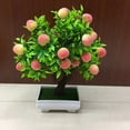 thumbnail image 1 of Lohuatrd Fresh-keeping Natural Plastic Artificial Bonsai Realistic Fake Peach Tree with Pot Home Decor, 1 of 7
