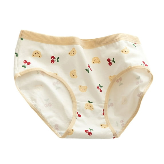 Lohuatrd Japanese Style Teenage Girls Panties Cute Bear Pattern Green Cotton Crotch Briefs Mid-rise Cartoon Student Underpants