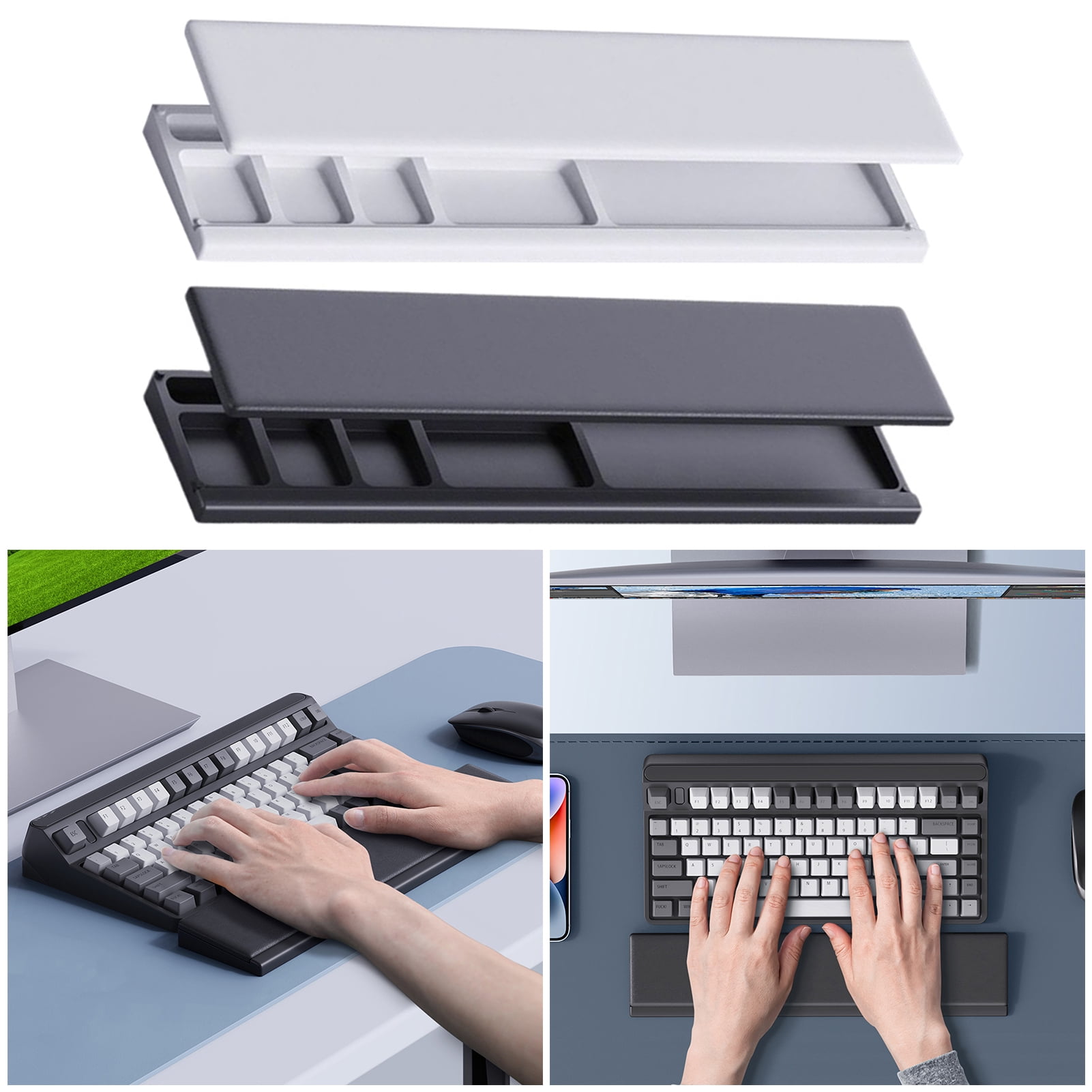 Lohuatrd Keyboard Wrist Rest Pad with Storage Compartments Ergonomic ...
