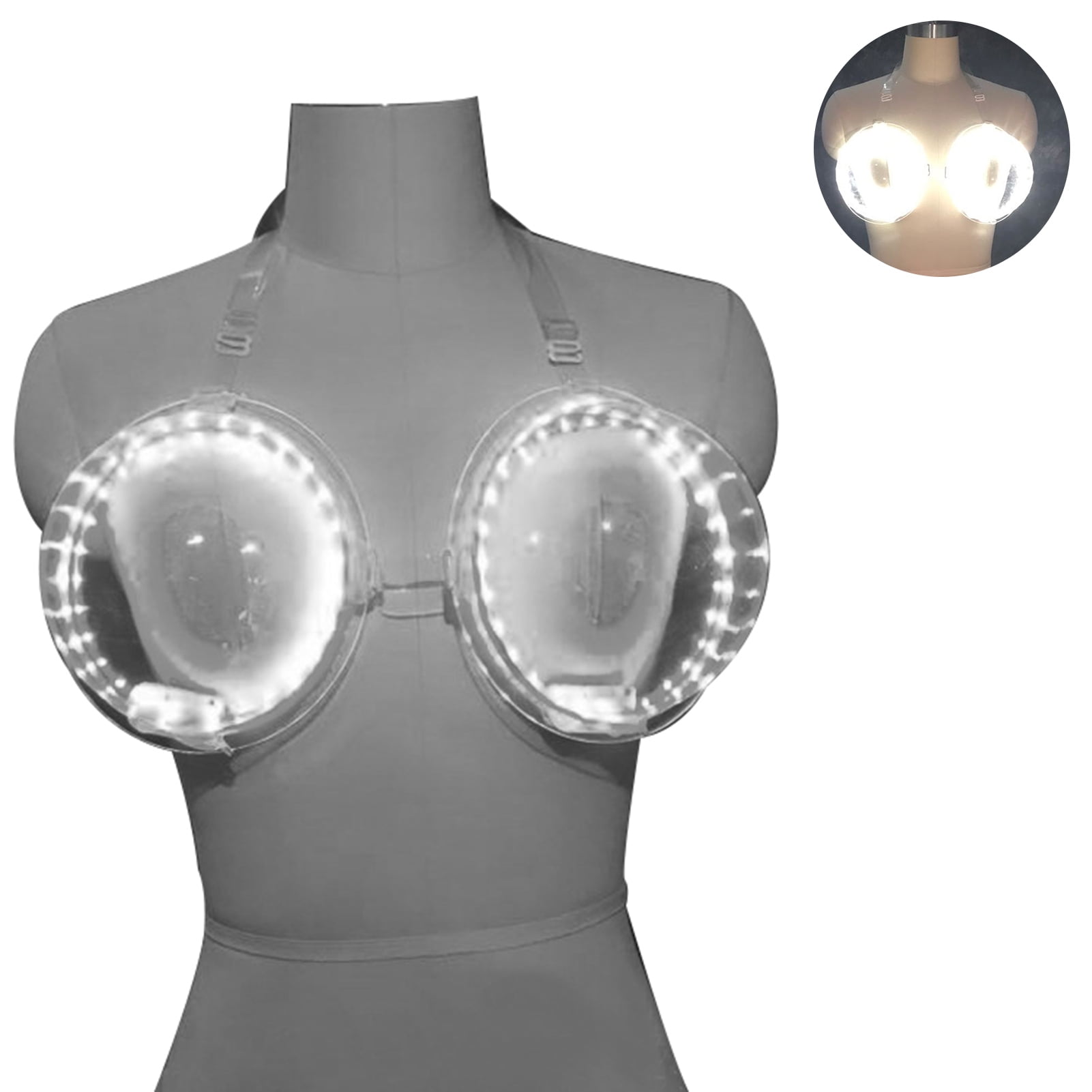 Lohuatrd LED Luminous Bra Sexy Large Cup Food Grade Leakproof Interactive  Atmosphere Props PVC Colorful Nightclub Bar Performance Feeding Cocktail