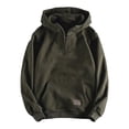 thumbnail image 1 of Lohuatrd Men Autumn Winter Hoodie Zipper Decor Hooded Thickened Long Sleeve Loose Pullover Elastic Cuff Warm Big Pocket Mid Length Streetwear Simple Style Men Hoodie, 1 of 8