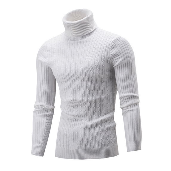 Lohuatrd Men Autumn Winter Turtleneck Sweater Top Solid Color Long Sleeve High Neck Basic Sweater Top Winter Clothing