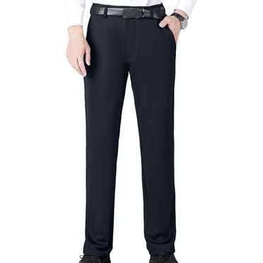 Lohuatrd Men Casual Trousers Reinforced Multiple Pockets Regular Fit Stretchy Soft Straight Sleeve Formal Pants