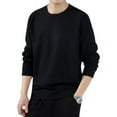 thumbnail image 1 of Lohuatrd Men Fall Spring Top Solid Color Round Neck Long Sleeve Loose Thick Soft Pullover Casual Mid Length Simple Style Elastic Men Sweatshirt, 1 of 8