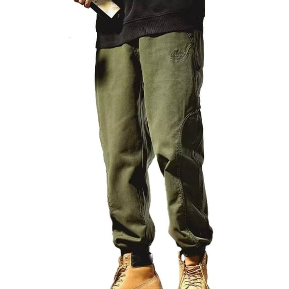 Lohuatrd Men Harem Pants Thin Solid Color Elastic Waist Pockets Ankle-banded Drawstring Deep Crotch Wear-resistant Soft Breathable Men Cargo Pants Long Trousers