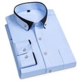 thumbnail image 1 of Lohuatrd Men Shirt Formal Business Style Long Sleeve Lapel Contrast Color Single-breasted Pocket Soft Breathable Plus Size Mid Length Anti-wrinkle Men Office Top, 1 of 7