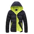 thumbnail image 1 of Lohuatrd Men Winter Contrast Color Padded Jacket Hooded Drawstring Long Sleeve Pockets Zipper Placket Slim Thickened Warm Coat, 1 of 7