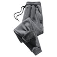 thumbnail image 1 of Lohuatrd Men Winter Pants Drawstring Elastic Waist Solid Color Pockets Thick Ankle-banded Loose Warm Soft Plush Ankle Length Men Sports Jogging Long Trousers Sweatpants, 1 of 7