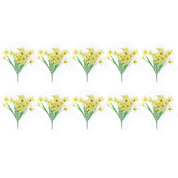 Lohuatrd Simulation Plant UV Resistant No Fading Low Maintenance 5 Forked Spring Grass Artificial Flowers Garden Home Decorations