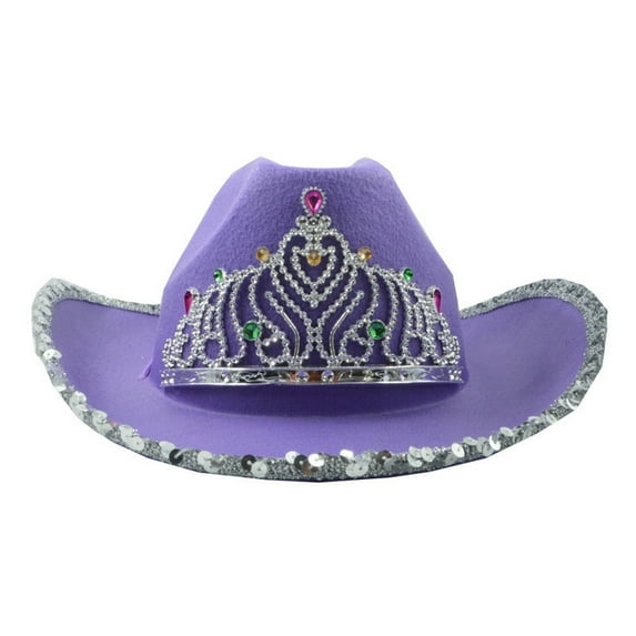 Lohuatrd Women Cowboy Hat Rhinestones Inlay Crown Shiny Sequined Hat Brim Western-Themed Night Party Ladies Fancy Dress Festival Cowboy Costume Accessories