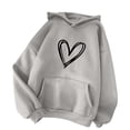 thumbnail image 1 of Lohuatrd Women Men Autumn Solid Color Sweatshirt Hooded Drawstring Long Sleeve Pockets Pullover Tops Thin Fleece Lining Loose Fit Sport Tops, 1 of 8