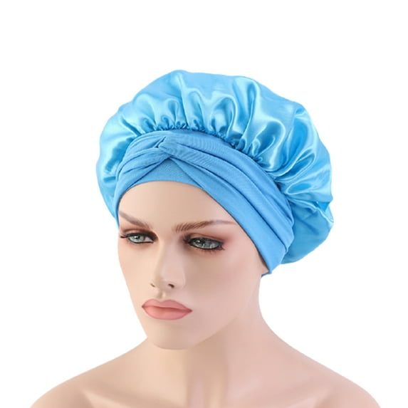 Lohuatrd Women Solid Satin Stylish Elastic Silk Sleep Hat Hair Care Bonnet Head Lace Wrap