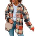 thumbnail image 1 of Lohuatrd Women Spring Autumn Plaid Print Shirt Coat Lapel Long Sleeve Single Breasted Casual Loose Blouse Jacket Cardigan Streetwear, 1 of 7