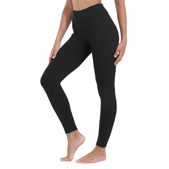 Lohuatrd Women Winter Leggings Thick Soft Plush Warm High Waist Skinny Solid Color Elastic Waist Stretchy Fabric Compression Cold-Resistant Lady Trousers