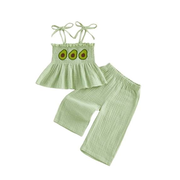 Loicainy Baby Kids Toddler Girl Summer Clothes 6 9 12 18 24 Month 2 3 4 5 6 Year Sleeveless Muslin Smocked Top Pants Cute Outfit