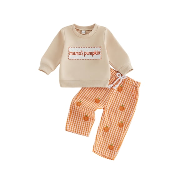 Loicainy Baby Toddler Boy 2Pcs Halloween Outfit 6 12 18 24 Months 2T 3T Long Sleeve Sweatshirt Pumpkin Embroidery Pants Set Warm Clothes
