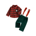 thumbnail image 1 of Loicainy Baby Toddler Boy Christmas Outfit 6 12 18 24 Months 2T 3T 4T Long Sleeve Shirt and Velvet Suspender Pants Clothes Set, 1 of 9