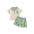 thumbnail image 1 of Loicainy Baby Toddler Boy Clothes 3 6 12 18 24 Months 2T 3T Short Sleeve Embroidery Shirt with Plaid Shorts Summer Outfit Set, 1 of 9
