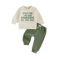 thumbnail image 1 of Loicainy Baby Toddler Boy Fall Outfit 6 12 18 24 Month 2T 3T 4T Letter Print Crew Neck Sweatshirt and Jogger Pants Clothes Set, 1 of 9