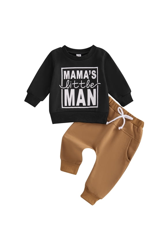 Baby Toddler Boy Spring Fall Clothes Set 3 6 12 18 24 Months 2T 3T Letter Print Long Sleeve Sweatshirt and Elastic Pants 2 Piece Outfits