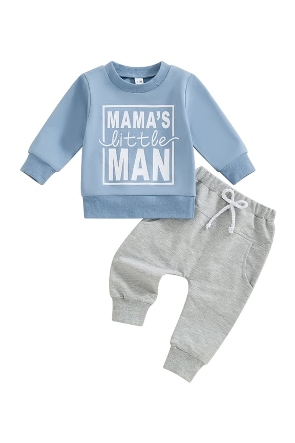 Baby Toddler Boy Spring Fall Clothes Set 3 6 12 18 24 Months 2T 3T Letter Print Long Sleeve Sweatshirt and Elastic Pants 2 Piece Outfits