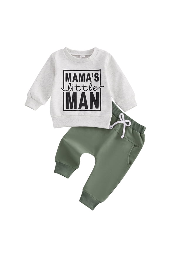 Baby Toddler Boy Spring Fall Clothes Set 3 6 12 18 24 Months 2T 3T Letter Print Long Sleeve Sweatshirt and Elastic Pants 2 Piece Outfits