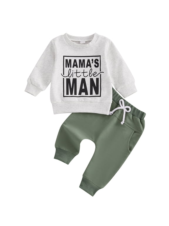 Baby Toddler Boy Spring Fall Clothes Set 3 6 12 18 24 Months 2T 3T Letter Print Long Sleeve Sweatshirt and Elastic Pants 2 Piece Outfits