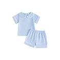 thumbnail image 1 of Loicainy Baby Toddler Boy Summer Clothes Set 6 12 18 24 Months 2T 3T 4T Short Sleeve Doll Collar Tops Elastic Shorts Outfits, 1 of 9