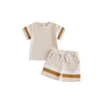 thumbnail image 1 of Loicainy Baby Toddler Boy Summer Outfits 6 12 18 24 Months 2T 3T 4T Short Sleeve Contrast Color T-Shirt + Shorts Set Clothes, 1 of 9