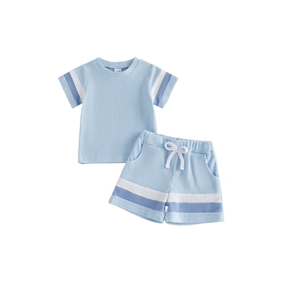 Loicainy Baby Toddler Boy Summer Outfits 6 12 18 24 Months 2T 3T 4T Short Sleeve Contrast Color T-Shirt   Shorts Set Clothes