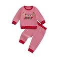 thumbnail image 1 of Loicainy Baby Toddler Boys Christmas 2Pcs Pants Clothes Sets 6 12 18 24 Months 2T 3T 4T Long Sleeve O Neck Santa Claus/Elk Embroidery Striped Tops Pants Outfits, 1 of 9