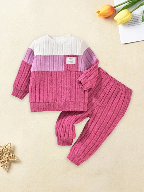 Baby Toddler Boys Fall Clothes Sets 3 6 12 18 24 Months 2T 3T Long Sleeve O Neck Patchwork Pullover Solid Color Pants Outfits