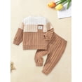 thumbnail image 1 of Loicainy Baby Toddler Boys Fall Clothes Sets 3 6 12 18 24 Months 2T 3T Long Sleeve O Neck Patchwork Pullover Solid Color Pants Outfits, 1 of 10