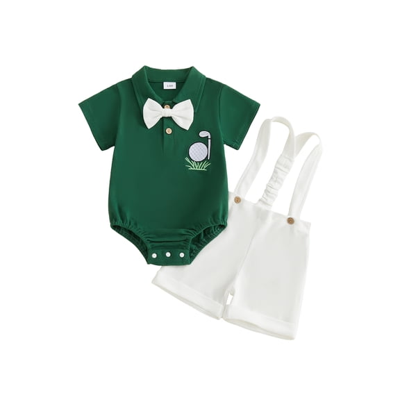 Loicainy Baby Toddler Boys Gentleman Clothing Sets 3 6 9 12 18 Months Short Sleeve Romper with Suspender Shorts, Bowtie 3Pcs Outfits