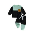 thumbnail image 1 of Loicainy Baby Toddler Boys Pants Outfits Set, 6 12 18 24 Months 2T 3T 4T 5T Contrast Color Long Sleeve Crew Neck Sweatshirt with Elastic Waist Sweatpants Infant Clothes Sets, 1 of 9
