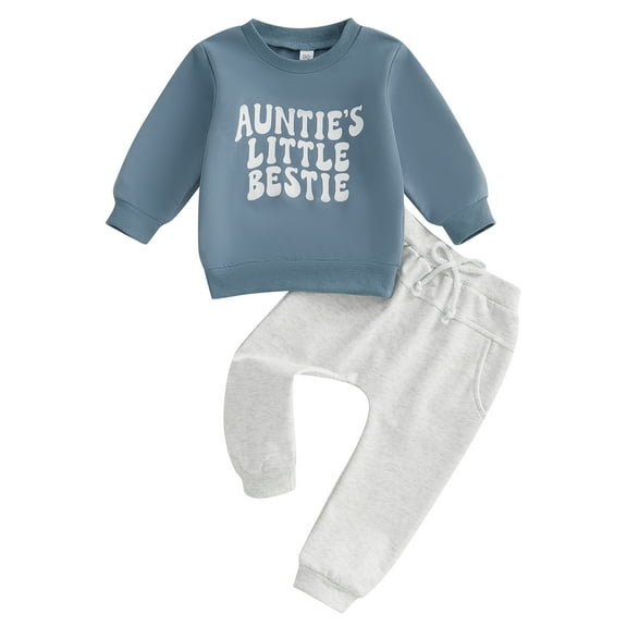 Loicainy Baby Toddler Boys Pants Set 6 12 18 24 Months 2T 3T Long Sleeve Crew Neck Letters Print Sweatshirt with Elastic Waist Sweatpants Clothes Sets
