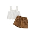 thumbnail image 1 of Loicainy Baby Toddler Girl 2 Piece Clothes 6 12 18 24 Months 2T 3T 4T Solid Color Eyelet Sleeveless Square Neck Tops and Shorts Outfits Set, 1 of 9