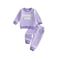 thumbnail image 1 of Loicainy Baby Toddler Girl 2-piece Outfit 6 12 18 24 Months 2T 3T Striped Long Sleeve Embroidery Letters Sweatshirt Pants Clothes Set, 1 of 9