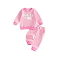 thumbnail image 1 of Loicainy Baby Toddler Girl 2-piece Outfit 6 12 18 24 Months 2T 3T Striped Long Sleeve Embroidery Letters Sweatshirt Pants Clothes Set, 1 of 9