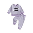 thumbnail image 1 of Loicainy Baby Toddler Girl 2Pcs Halloween Outfits 6 12 18 24 Months 2T 3T Long Sleeve Stripes Print T-Shirt + Pants Set Clothes, 1 of 9