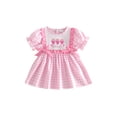 thumbnail image 1 of Loicainy Baby Toddler Girl Birthday Dress 6 12 18 24 Months 2T 3T 4T Plaid Cake Embroidered Puff Sleeve A-line Summer Dresses with Bows, 1 of 9