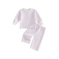 thumbnail image 1 of Loicainy Baby Toddler Girl Fall Clothes Set 6 12 18 24 Months 2T 3T 4T 5T Long Sleeve Crew Neck Striped Tops and Pants Outfits, 1 of 9