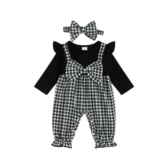 Loicainy Baby Toddler Girl Fall Jumpsuit 3 6 9 12 18 Months Long Sleeve Round Neck Bow Front Patchwork Romper