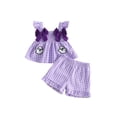 thumbnail image 1 of Loicainy Baby Toddler Girl Halloween Clothes Set 6 9 12 18 24 Months 2T 3T Pumpkin/Ghost/Bat Embroidered Plaid Print Fly Sleeve Square Neck Tops and Shorts 2 Pieces Outfits, 1 of 9