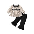 thumbnail image 1 of Loicainy Baby Toddler Girl New Year Outfit 6 12 18 24 Months 2T 3T 4T Letter Embroidery Tops and Ruffles Flare Pants Clothes Set, 1 of 9
