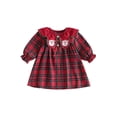 thumbnail image 1 of Loicainy Baby Toddler Girl Plaid Christmas Dress 6 12 18 24 Months 2T 3T 4T Santa Petal Collar Long Sleeve Dresses, 1 of 9