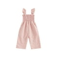 thumbnail image 1 of Loicainy Baby Toddler Girl Plaid Jumpsuit 6 12 18 24 Months 2T 3T 4T Ruffle Sleeveless Smocked Romper Suspender Pants Summer Outfit, 1 of 10