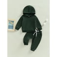 thumbnail image 1 of Loicainy Baby Toddler Girls Boys Hooded Outfit 3 6 12 18 24 Months 2T 3T Solid Color Pullover Hoodie Sweatshirt Tops and Casual Drawstring Pants Clothes Set, 1 of 9