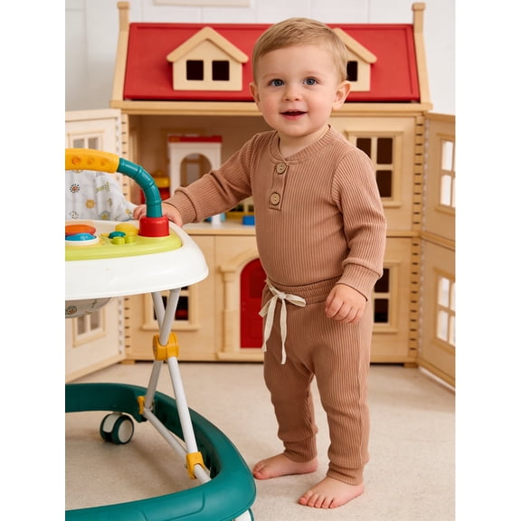 Loicainy Baby Boy Clothes Soft Ribbed 2-Piece Set, Unisex Toddler Girl Long-Sleeve Bodysuit & Pants, 95%Cotton 5%Polyester, Spring/Fall, 6 12 18 24 Months, Multi-Colors