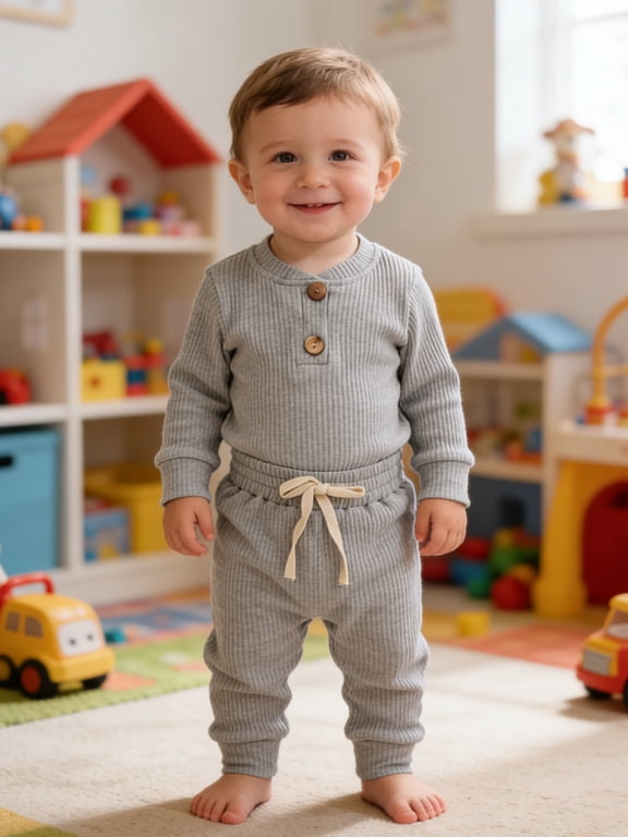 Baby Boy Clothes Soft Ribbed 2-Piece Set, Unisex Toddler Girl Long-Sleeve Bodysuit & Pants, 95%Cotton 5%Polyester, Spring/Fall, 6 12 18 24 Months, Multi-Colors